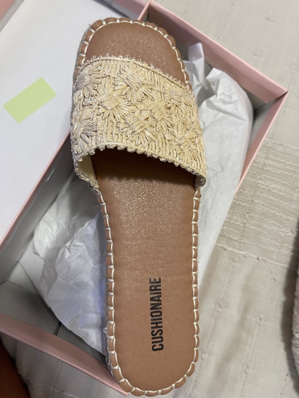 Cushionaire Women's Cream Woven Slide Sandal